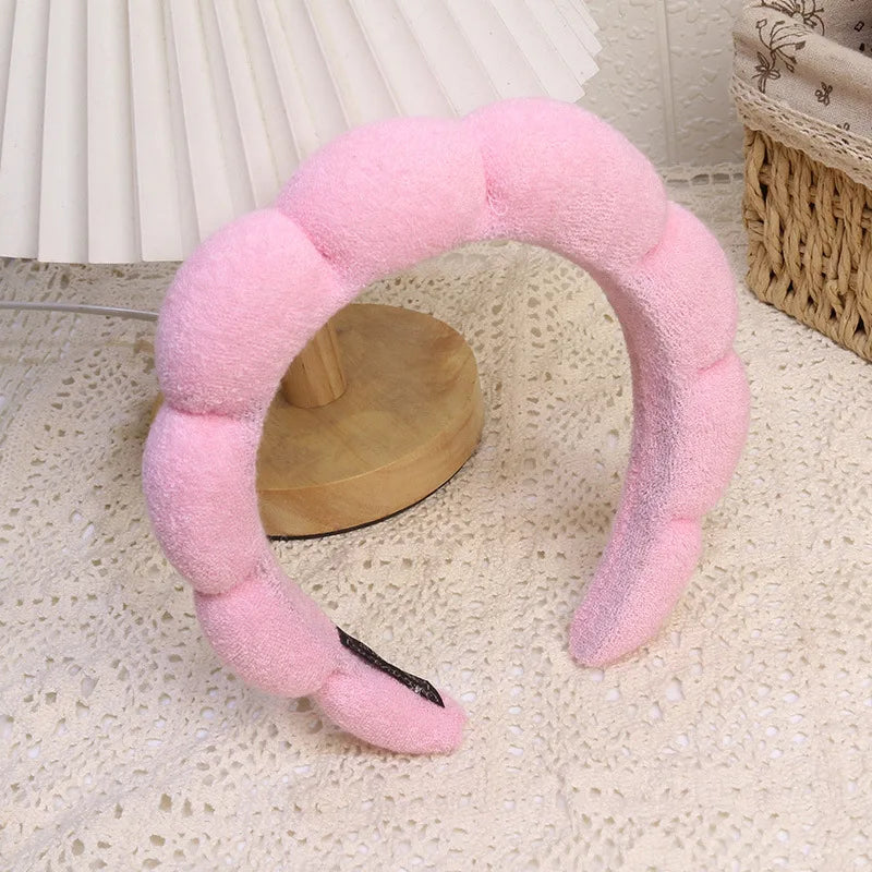 Fashion Microfiber Washing Wristbands Scrunchies Puffy Headband Spa Bubble Headband for Washing Face Makeup Shower Skincare