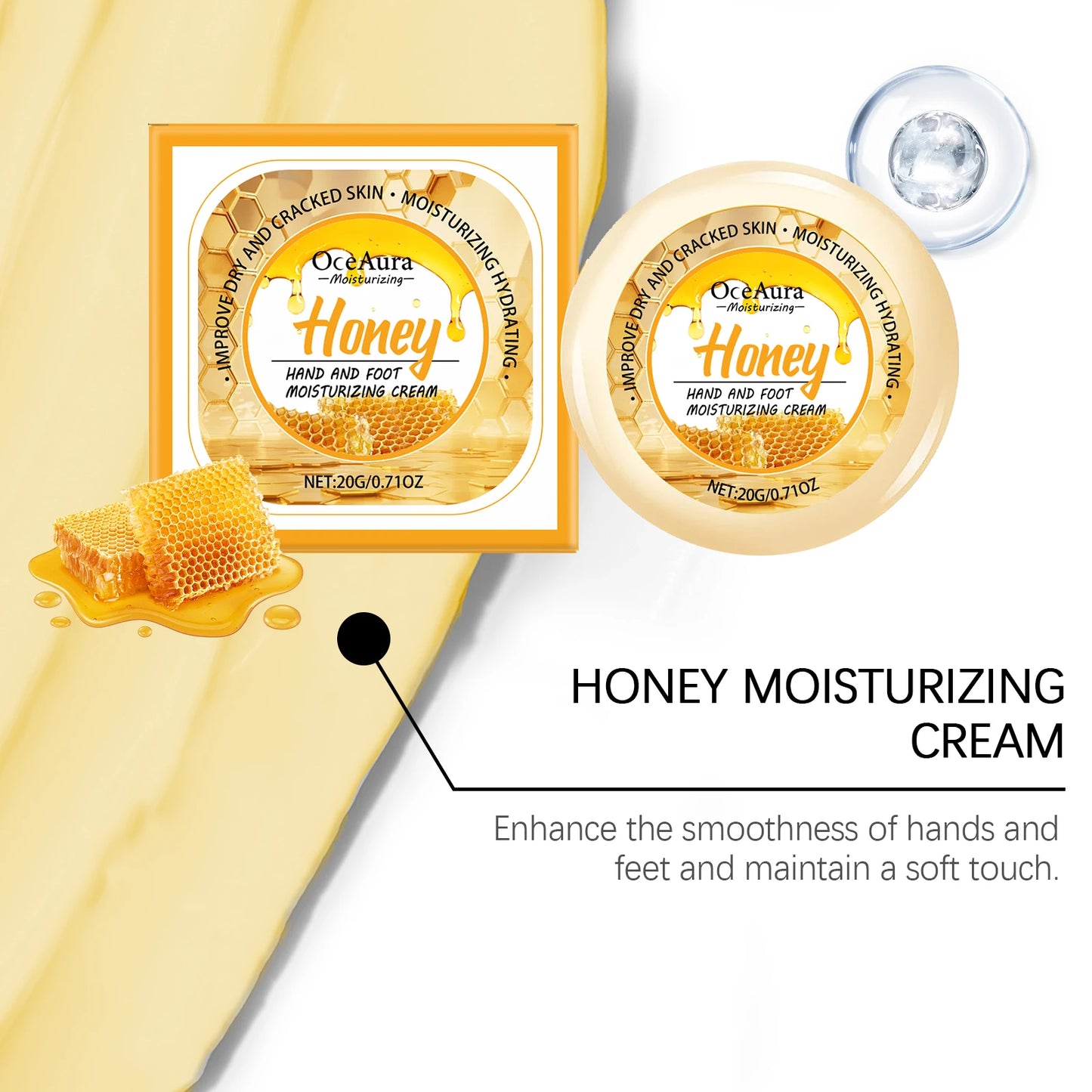 Honey Hand Foot Moisturizing Cream Nourishing Softens Cuticles Anti Dry Cracked Smooth Moisturizing Hand Foot Care Cream