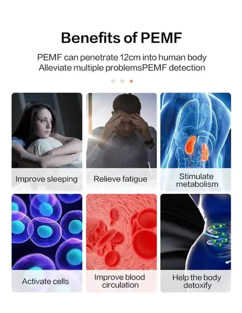 PEMF Heated Massage Pad Rainbow Crystal Wheel Pulse Infrared Photon Natural Mineral Gemstone Relieves Back Pain