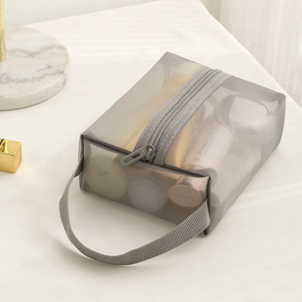 Mesh Toiletry Bag Travel Wash Bag Large Capacity Zipper Makeup Bag Skin Care Storage Bag Women Cosmetic Bag Korean Storage Bag