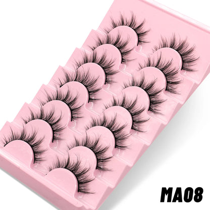GROINNEYA Manga Lashes 5/7 pairs Eyelashes 3D Natural False Lashes Fluffy Soft Cross Wispy Natural Eyelash Extension Makeup