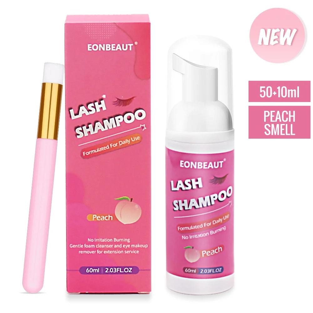 Eonbeaut Fake Eyelash Extension 60ml Glue Peach Shampoo Lash Adhesive Makeup Tool Beauty Shop Clean Foam Pump No Stimulation