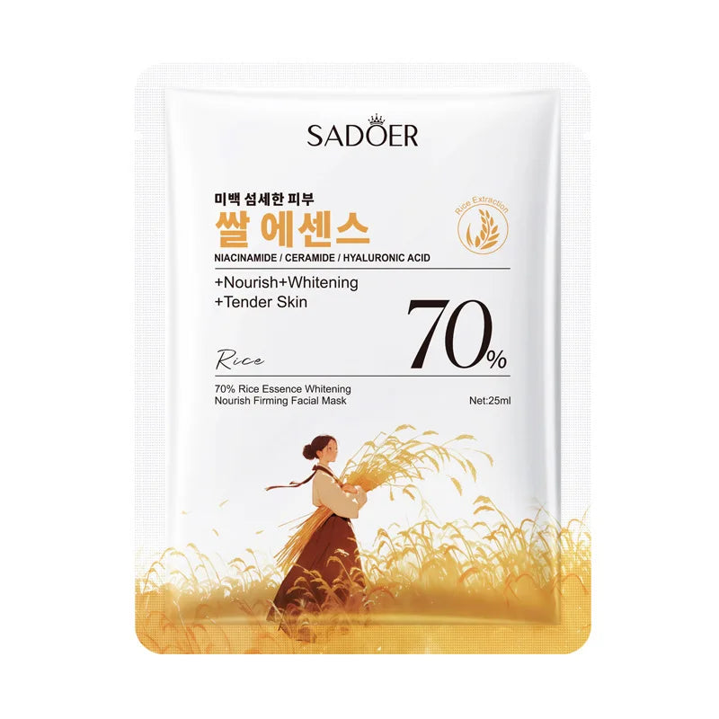 1/5/10PCS Rice Essence Face Sheet Mask,Niacinamide Hyaluronic Acid Hydrating Nourishing Brightening Tender Skin,Korean Skincare