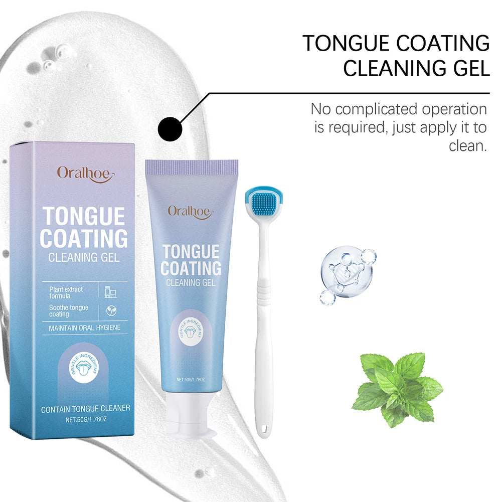 50ml Tongue Cleaning Gel Set,For Bad Breath Long Lasting-Freshness Mouth Odor-Eliminators,Tongue Cleaning Paste For Home
