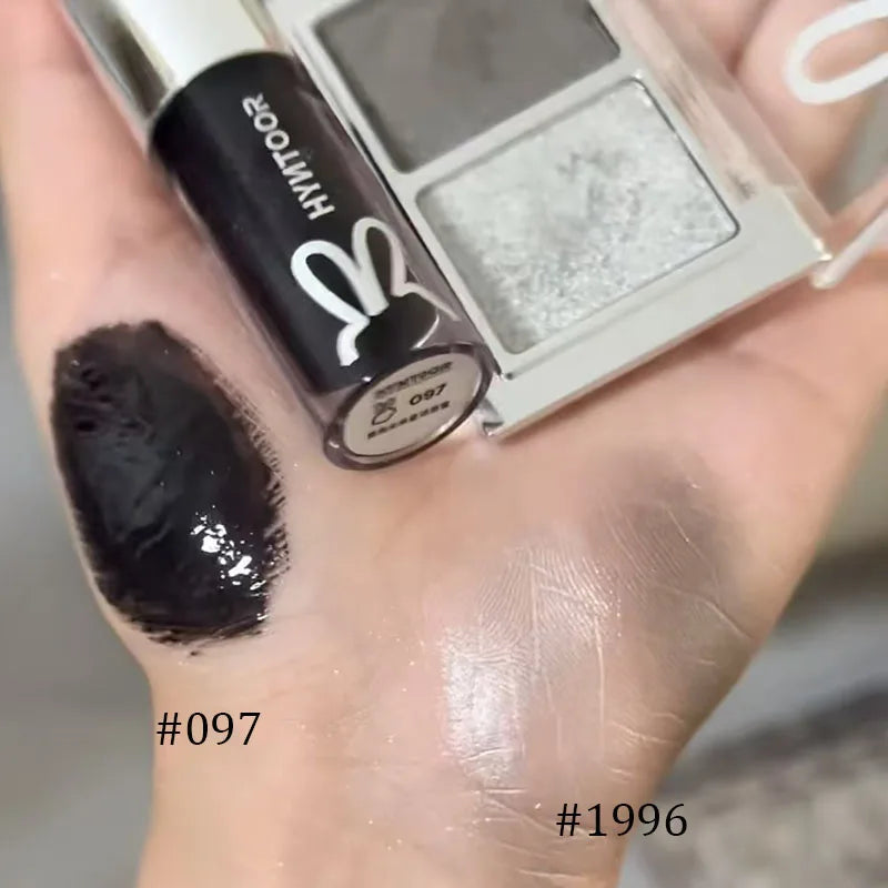 5pcs/2pcs HYNTOOR Makeup Set Gothic Eyeshadow Lip Gloss Mirror Lipstick Pure Black Silver Fine Flash Makeup Halloween Christmas