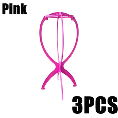 1/2/3pcs Folding Wig Stand Plastic Portable Hat Display Stand Adjustable Durable Barbershop Fashion Model Holder Home Salon Use