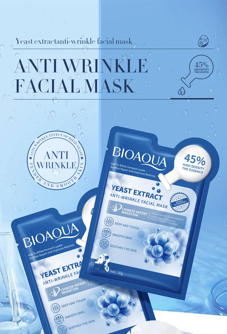 12 Pieces BIOAOUA Bifid Yeast Anti-wrinkle Facial Mask Hydrating Moisturizing Rejuvenation Mask Anti Age Skin Care Wholesale