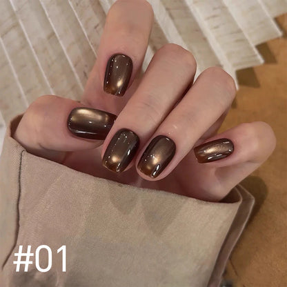 10ML 1-10PCS 2025 New Sunset Cat's Eye Nail Polish Series Amber Glass Beads Magnet Gel Nail Polish Nail Art Gold Brown Nails