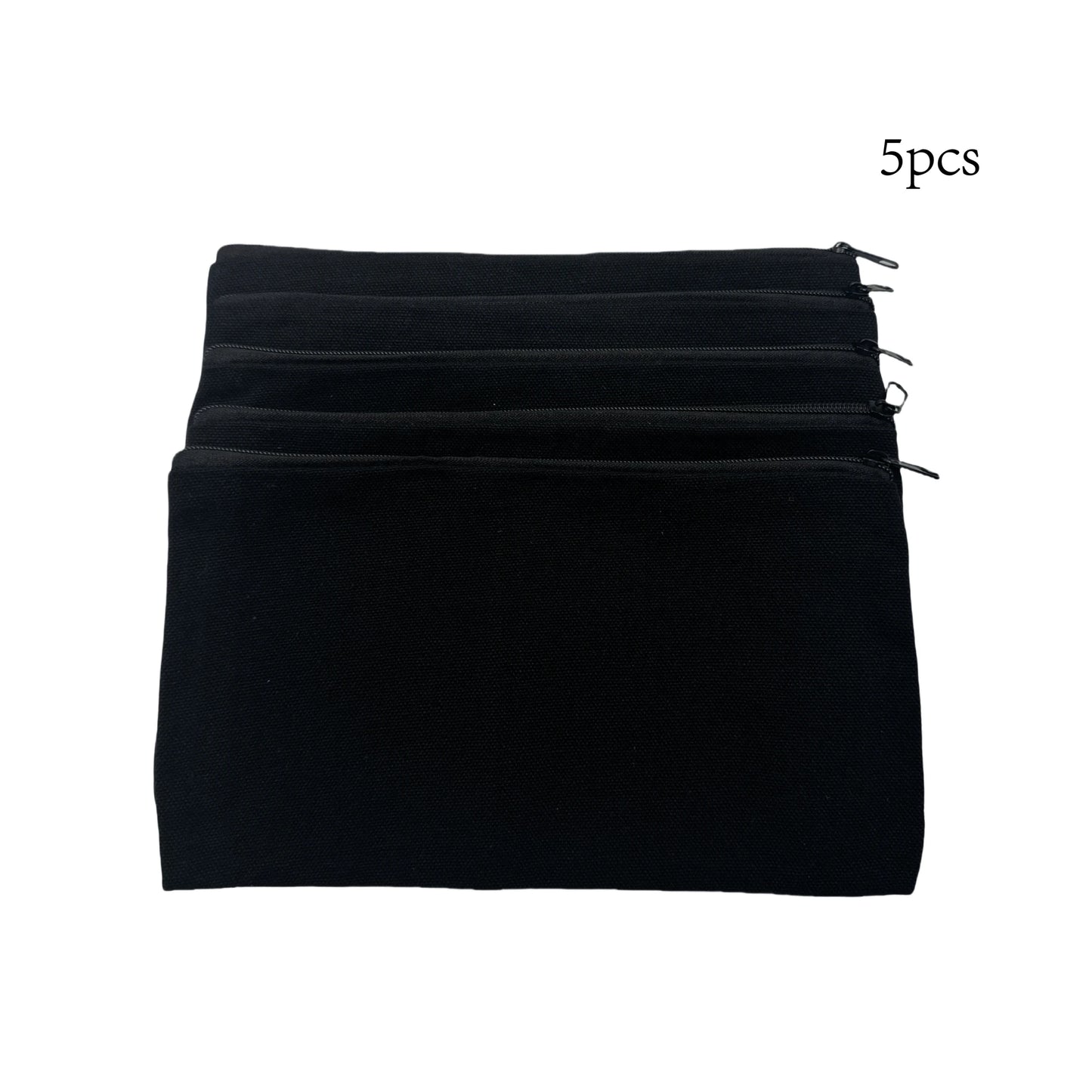 5pcs Blank Canvas Zipper Pouch Bulk, Makeup Bag Pencil Case For Cosmetic & DIY Crafts, Independence Day