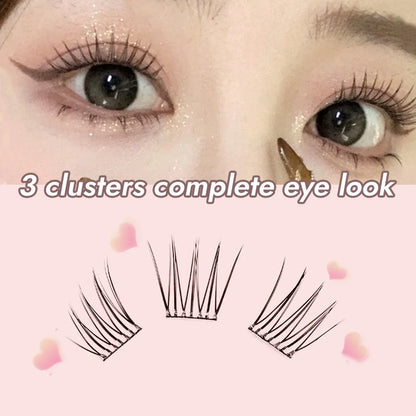BQI Glue-free False Eyelashes, Fishtail Princess Lazy Eyelashes, Natural Transparent Stem, Reused 48 Clusters Large Capacity