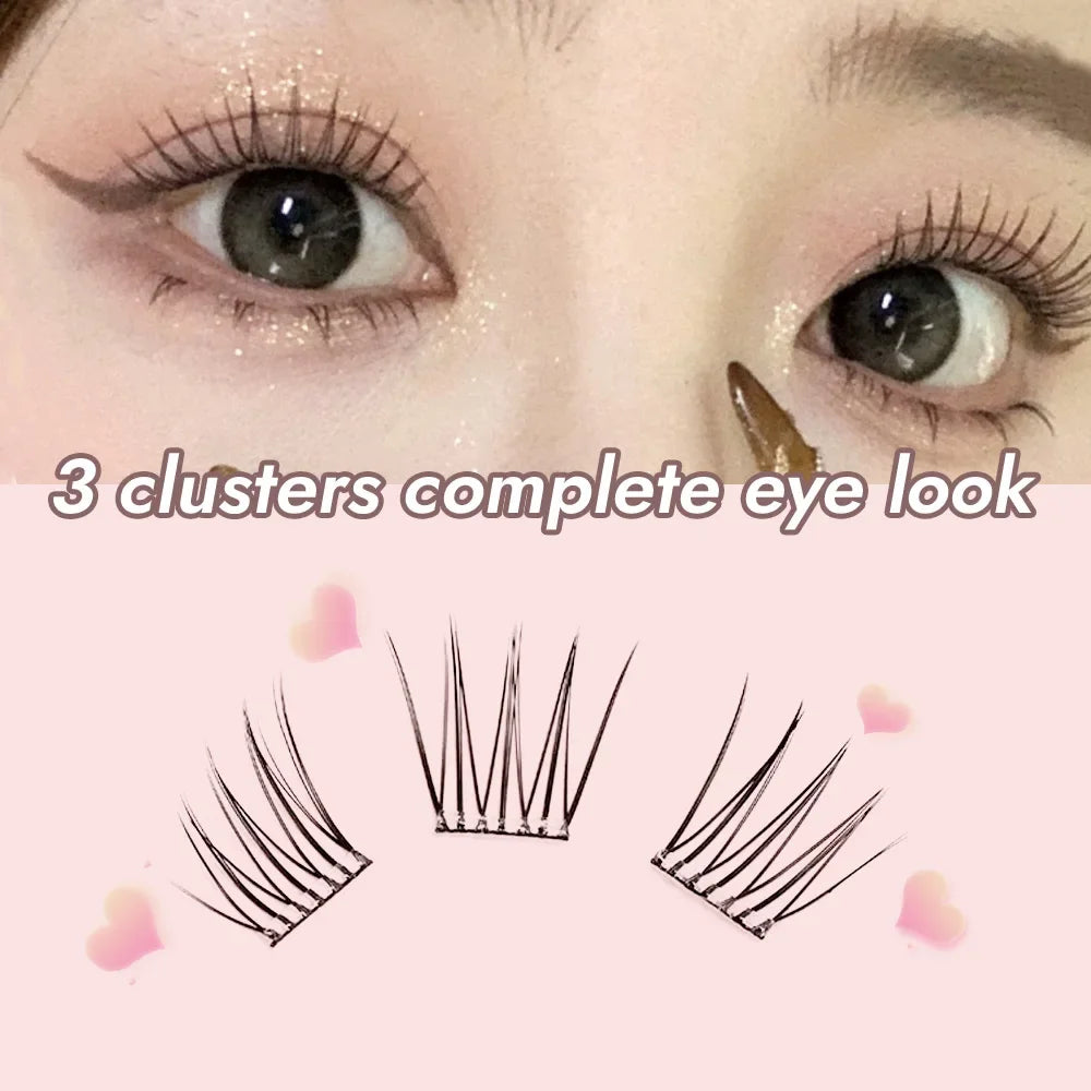 BQI Glue-free False Eyelashes, Fishtail Princess Lazy Eyelashes, Natural Transparent Stem, Reused 48 Clusters Large Capacity