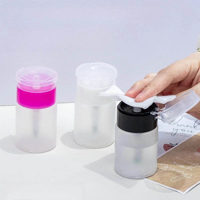 2Pcs Liquid Sub Bottling Bottle Empty Pump Dispenser Manicure Cleanser Acetone Bottle Liquid UV Gel Nail Art Pressing Bottles
