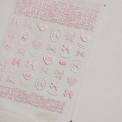 Exquisite Pink Lace Nail Art Stickers 5D Relief Lace Series Nails 3D Decoration Decals DIY Adhesive Manicure Accessories Sticker