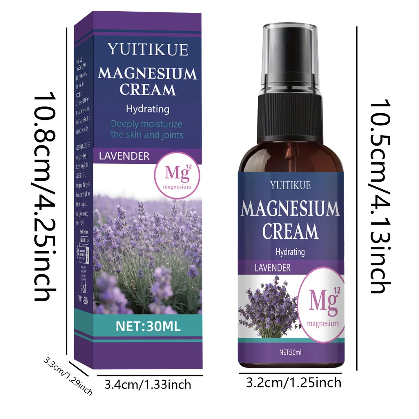 YUITIKUE Magnesium Care Spray 30ml - Joint & Muscle Soothing with Lavender, Fast Absorption, Travel Size for Active Lifestyles