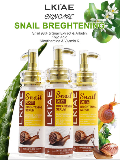 AILKE Snail Extract Whitening Serum, Moisturizing, Reduce Dark Spots, Wrinkle, Even Skin Tone, Lightening Essence for Face, Body