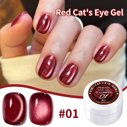 5ML Christmas Red Cat's Eye Gel Nail Polish Senior Glass Bead  Cat Magnetic Eye Gel Nail Polish LED Soak Off Varnish Manicure