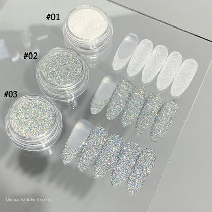 Rhinestone Nail Powder, Includes white and Colorful Laser Water Drill, Mixed Nail Materials, Perfect for Wedding Nails and Salon