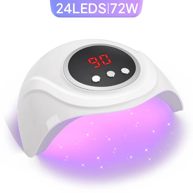72W UV LED Nail Lamp Professional 24LEDS Gel Polish Drying Lamp With Automatic Sensing 3 Timer Nail Dryer Manicure Salon Tools