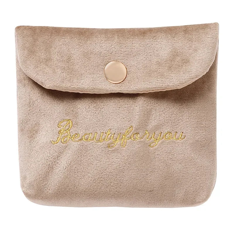 Embroidered Letter Tampon Storage Bag Sanitary Pad Pouch Girls Cosmetic Bags Makeup Lipstick Key Earphone Data Cables Organizer