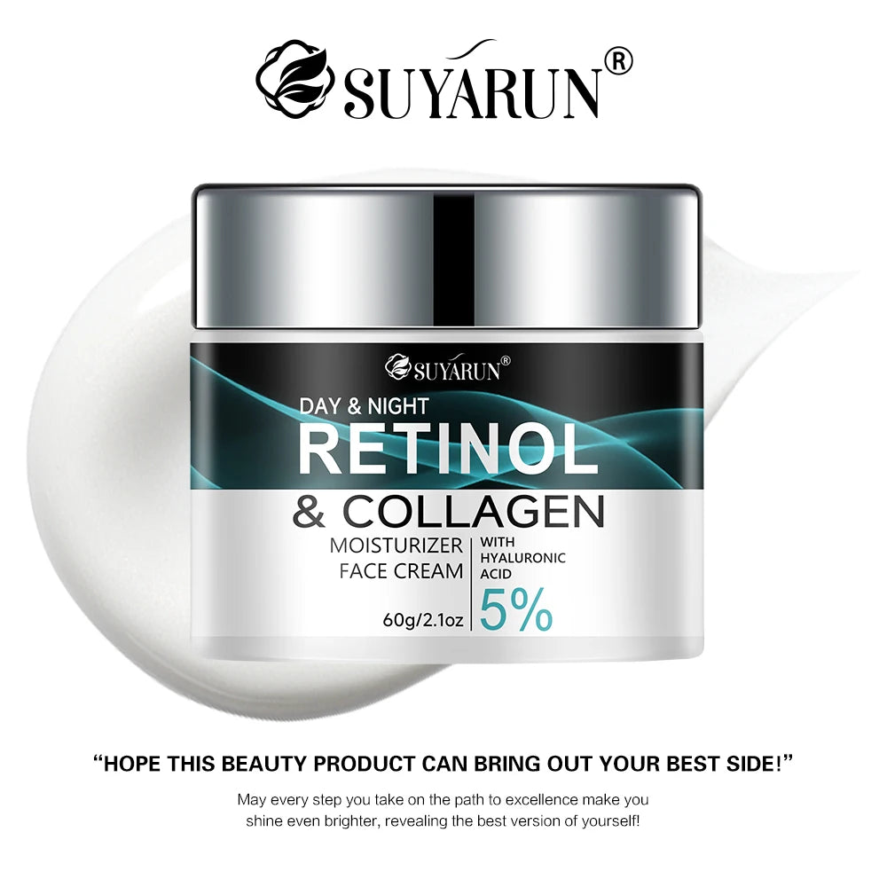 SUYARUN Retinol & Collagen Face Cream - Anti-Aging Moisturizer for Deep Hydration, Firming & Youthful Glow.