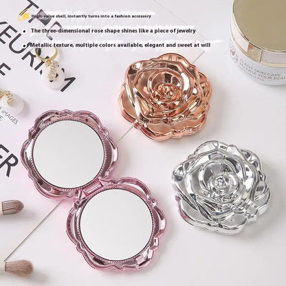 1PCS Portable Mini Mirror Retro Rose Flower Small Pocket Makeup Mirror Double Sided Hand Mirrors Compact Cosmetic Beauty Tool