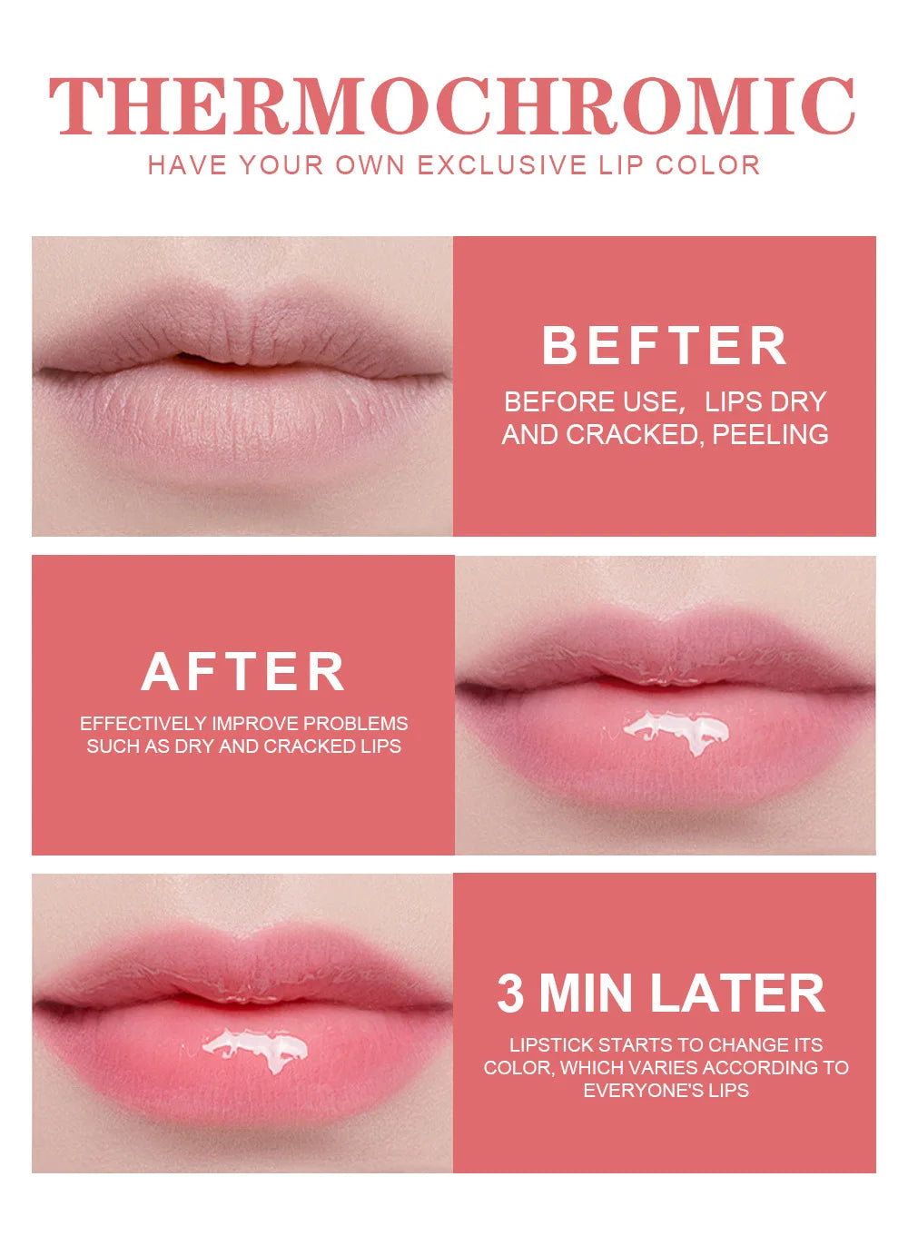 Long Lasting Color Change Lip Balm Moisturizing Hydrating Repair Lip Care Jelly Lipstick Fruity Tint Makeup