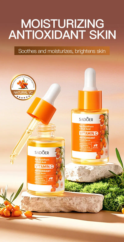 SADOER Sea Buckthorn Vitamin C Facial Serum: Brightening Anti-Aging Skin Repair Essence 30ml