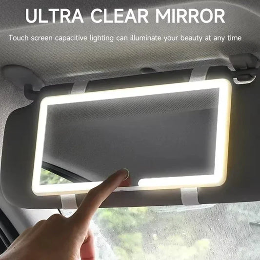 Car Interior Makeup Mirrors Sun Visor Plate LED Mirror for Girls Women Rechargeable Fill Light Universal Vanity Mirror
