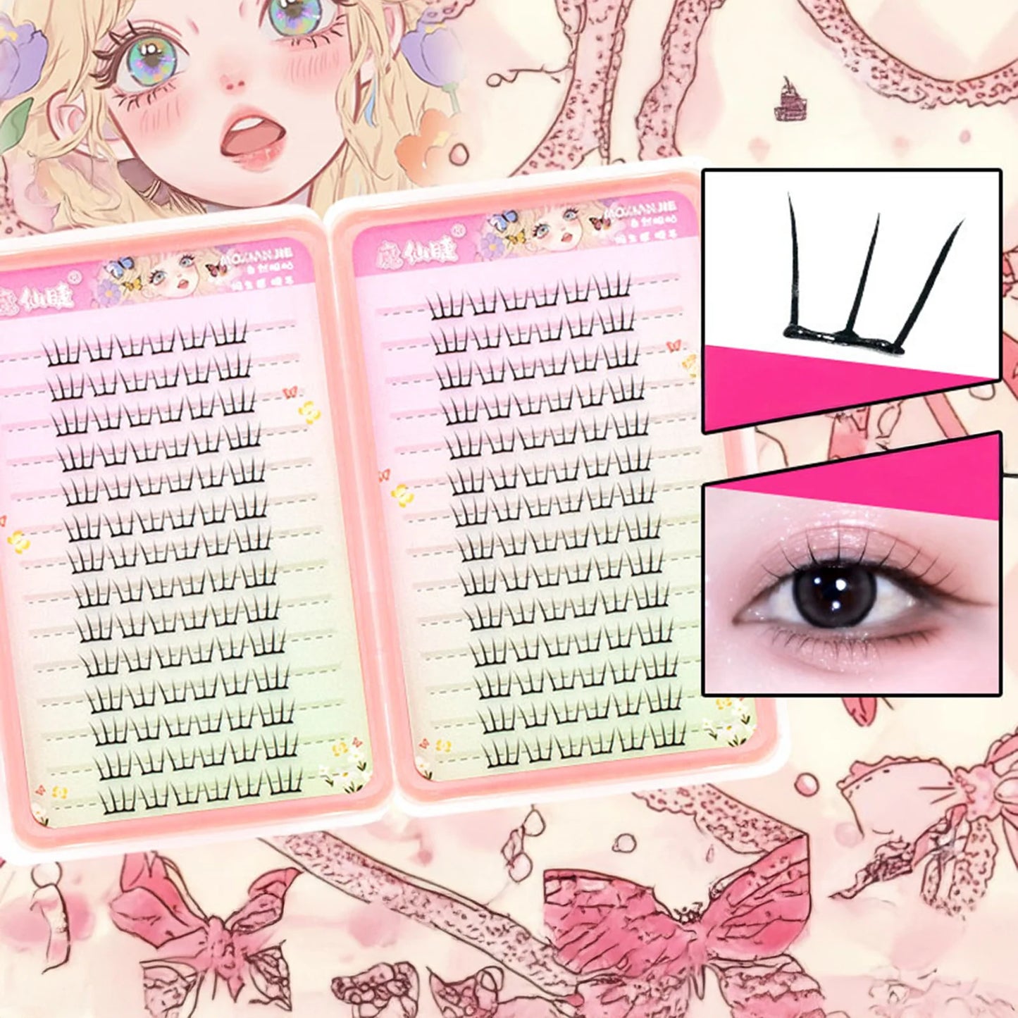 Large Capacity Korean Style Eyelashes Clusters Dense Comics Artificial Eyelashes Perfect Makeup Tool For Girls Enlarge Your Eyes