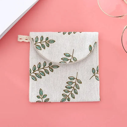 Embroidered Letter Tampon Storage Bag Sanitary Pad Pouch Girls Cosmetic Bags Makeup Lipstick Key Earphone Data Cables Organizer