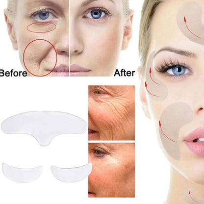 Reusable Silicone Anti-Wrinkle Patches, Forehead Eye Chin Face Wrinkle Removal Patches, Invisible Smoothing Skincare Tape