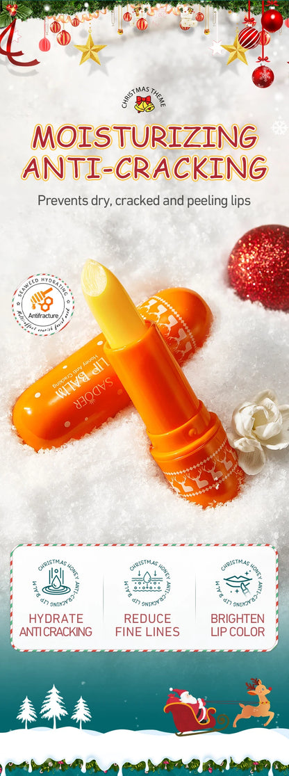 SADOER Christmas Moisturizing Lipstick Anti Cracking Hydrating Repair Nourishing Plump Lips Balm Plumper Skin Care