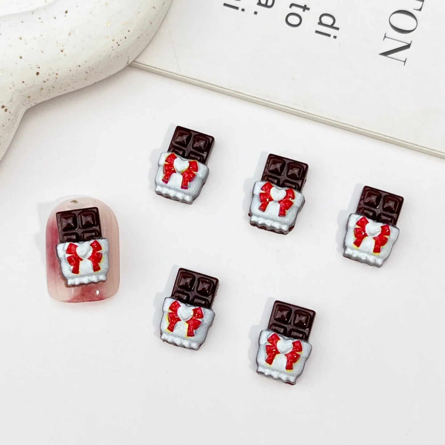 50pcs Resin Mini Christmas chocolate Decor Cartoon Magic Wand Cake Popsicle Figurine Flatback Stone Nail Art Scrapbook DIY Craft