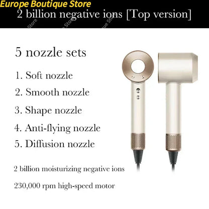 New Super Hair Dryer 220V Leafless Hair Dryer Personal Hair Care Styling Negative Ion Tool Schedule Negative Ion Electric Dryer