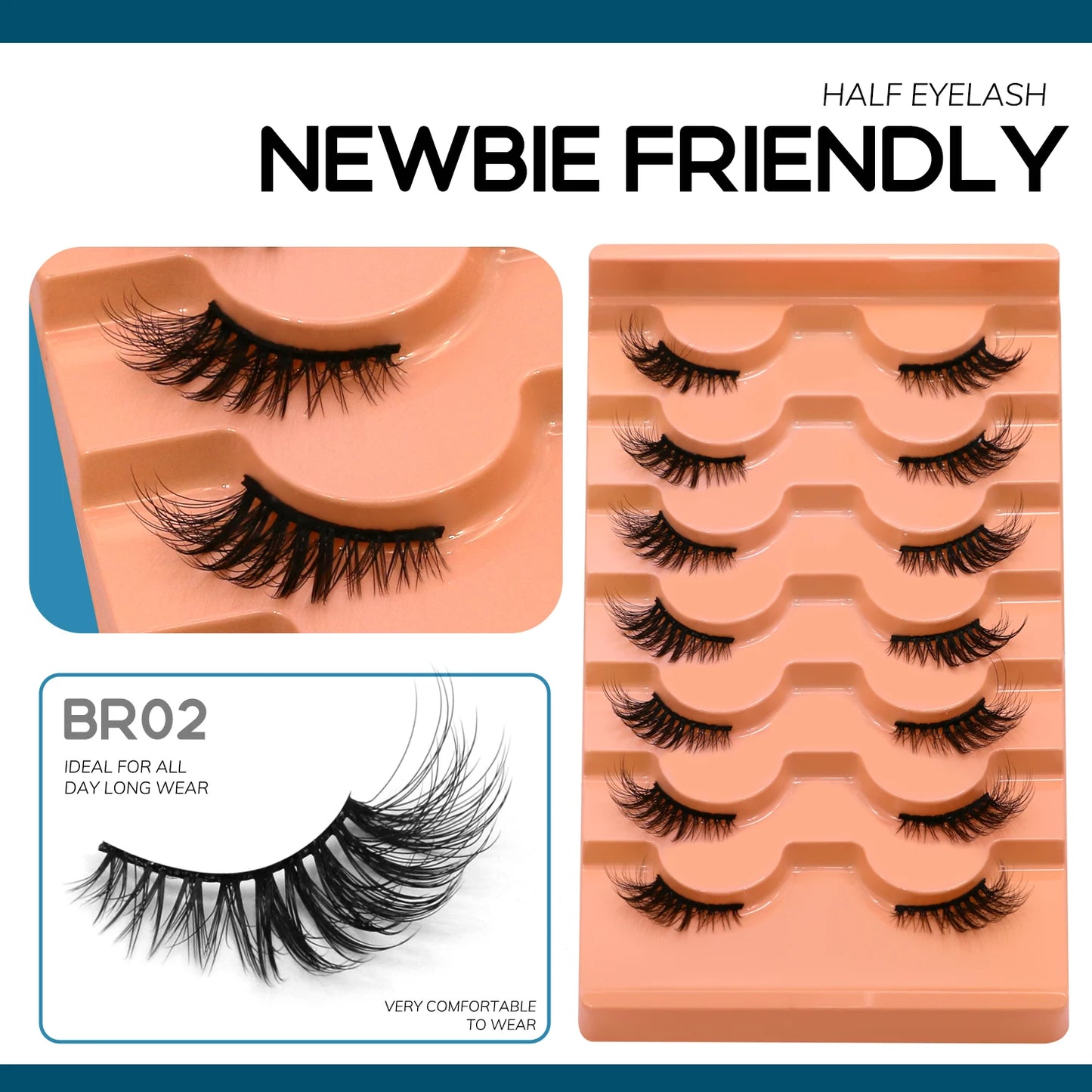 VELTRINAY Half Lashes Natural Cat Eye Eyelashes Wispy False Eyelashes 3D Volume Strip Natural Lashes Fake Eyelashes Makeup