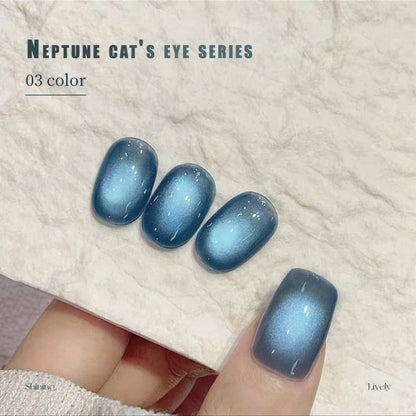12ML 1-6PCS Blue Glass Bead Island Magnetic Moonlight Cat Eye Gel Nail Polish 2025 New Style Popular Gel Polish Nail Supplies