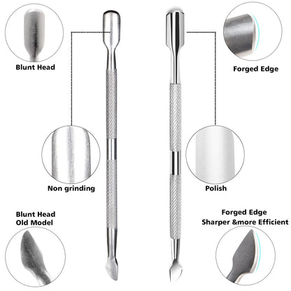 Stainless Steel Dual-Purpose Cuticle Nippers with Nail Pusher for Cuticle Removal And Trimming for Fingernails & Toenails