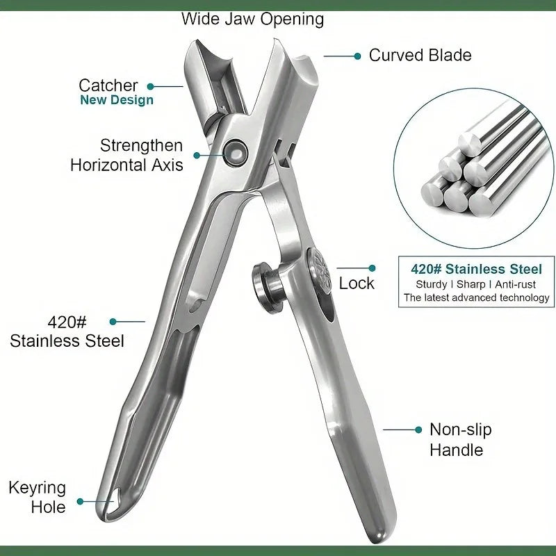 Durable Clipper For Thick Nails, Nail Clipper, Stainless Steel, Wide Jaw, Sharp And Durable For Thick And Long Fingernails
