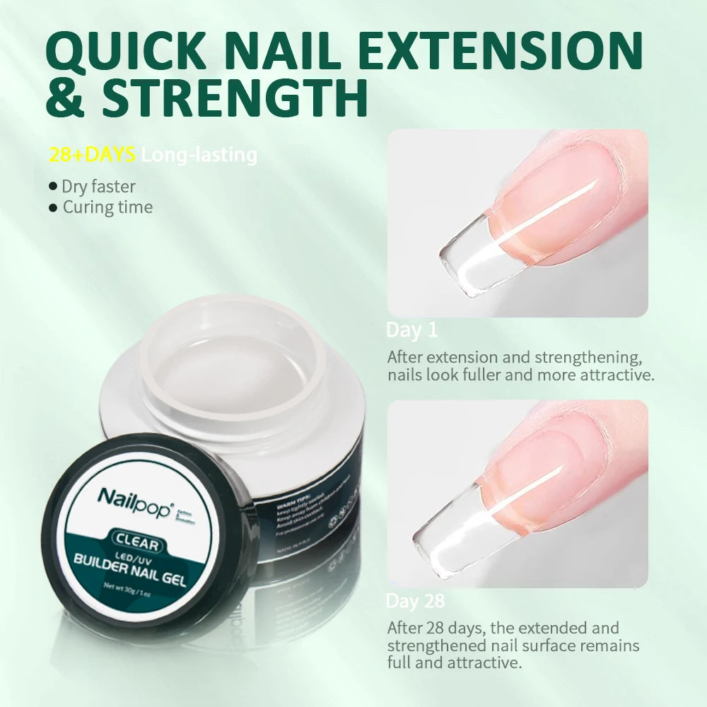 Nailpop Gel Builder Kit Pink Nude Clear 3 Colors 1 Set Professional Nail Art DIY Manicure Builder Gel Kit  Strong Nails