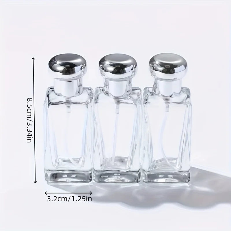 1/2/3 pieces of 30ml round glass refillable perfume spray bottles with silver lids - low oil content, featuring asimple