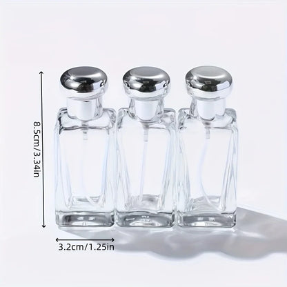 1/2/3 pieces of 30ml round glass refillable perfume spray bottles with silver lids - low oil content, featuring asimple