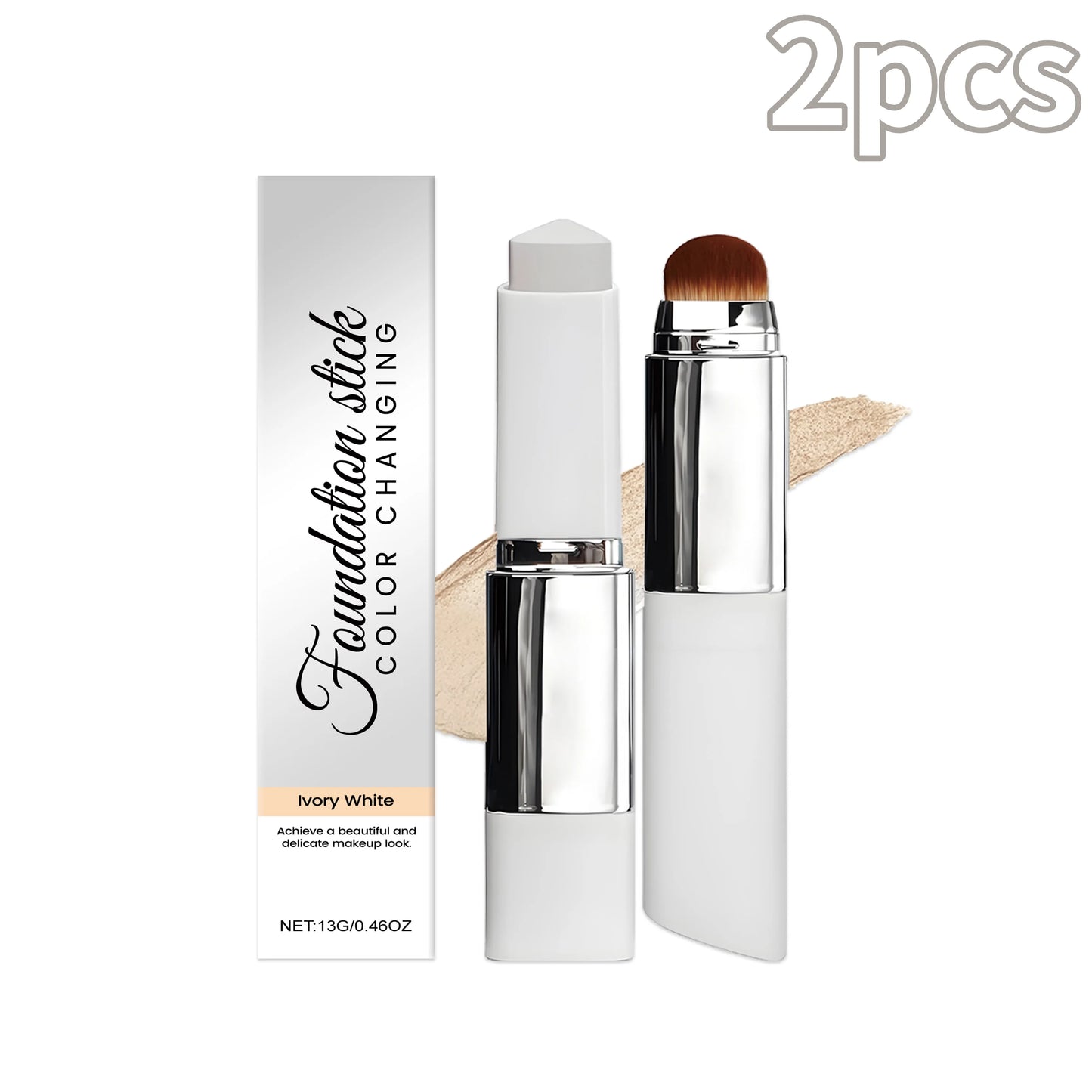 Ivory White Two In One Color Changing Foundation Make-Up Stick Light&Thin Skin CareMatte Natural Makeup Foundation Make-Up Stick
