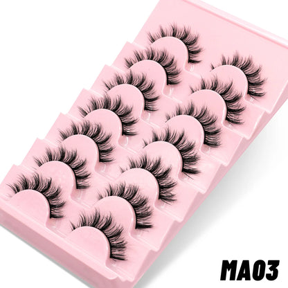 GROINNEYA Manga Lashes 5/7 pairs Eyelashes 3D Natural False Lashes Fluffy Soft Cross Wispy Natural Eyelash Extension Makeup