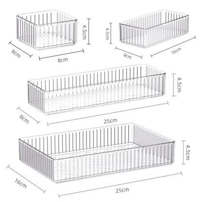 7PCS/Set Desk Drawer Organizers Set Plastic Bathroom Storage Makeup Organizer Clear Transparent Storage Box Drawer Organizer