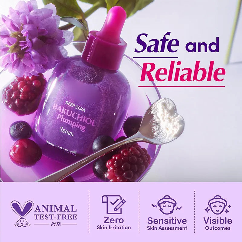 Bakuchiol Vitamin C Plumping Serum,Face Skin Anti-Aging Firming Moisturizing Brightening,Minimize Pore Dark Spot,Korean Skincare
