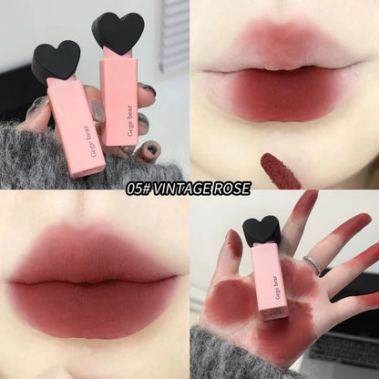 Dreamy Sweetheart Velvet Lip Glaze Gege Bear Matte Soft Texture Not Easy To Stick Cup Long-Lasting Lipstick