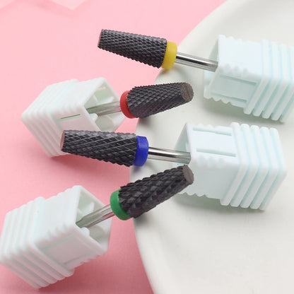 1Pcs Black 5 in 1 Ceramic Nail Drill Bit For Electric Drill Machine 3/32" Shank Milling Cutter Fast remove Acrylic or Hard Gel