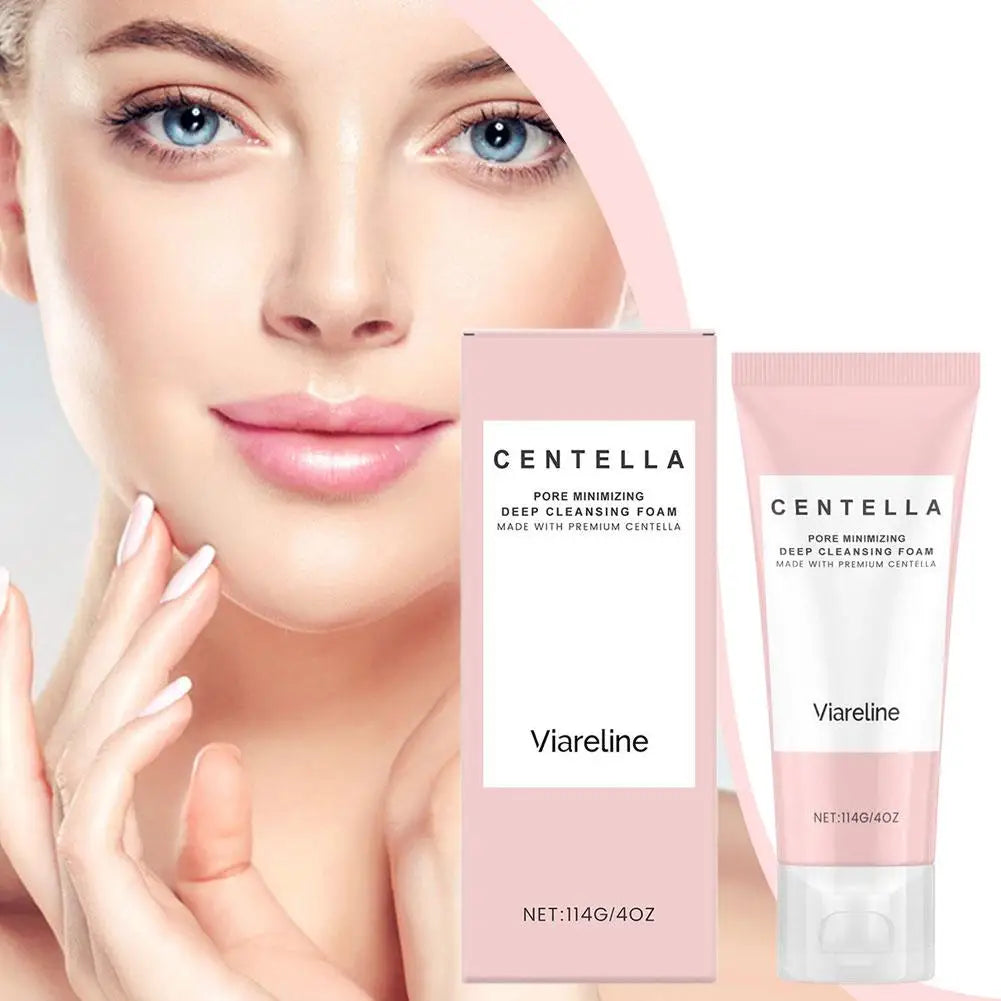 Soothing Centella Asiatica Mild Deep Cleansing Foam Cleanser - Remove Pore Oil Control Exfoliating Refresh Facial Skincare