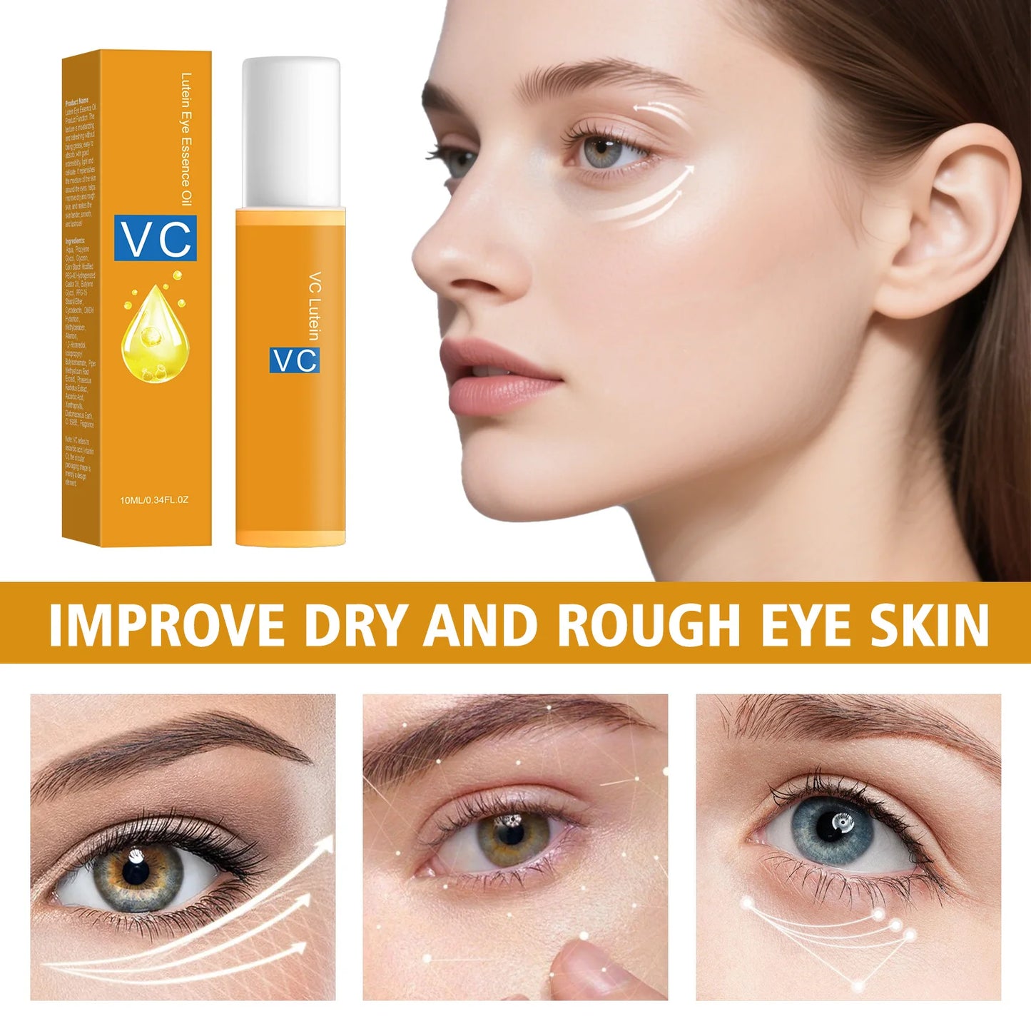 Vitamin C Eye Treatment Oil 10ml - Carotene formula moisturizes, firms & improves texture. Reduces under-eye dryness effectively