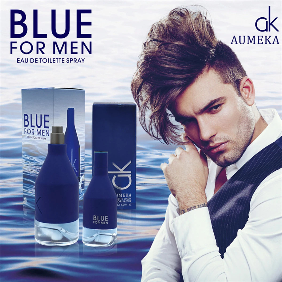 AUMEKA Perfume For Men Original Luxury Arabes Eau De Toilette Man Gift Spray Vaporisateur Bottle Makeup 60ml AU081